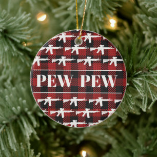 Décoration En Céramique Pew Pew Gun Propriétaire Droits AR-15 Fête de Noël