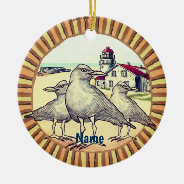 Décoration En Céramique Phare aux Mouettes  (Devant)
