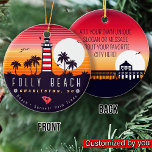 Décoration En Céramique Phare de Folly Beach SC Retro Sunset Souvenirs<br><div class="desc">Plage de Folly Design rétro plage pour des vacances. Folly Beach île de Caroline du Sud souvenir Vintage pour un voyage sur l'île de Caroline du Sud. Illustration de plage de Folly Beach pour les vacanciers et les routards de Caroline du Sud. souvenir rétro de Folly Beach. Conception pour les...</div>