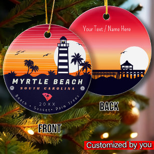 Décoration En Céramique Phare de Myrtle Beach SC Retro Sunset Souvenirs