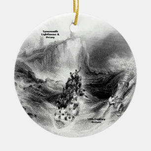 Décoration En Céramique Phare de Tynemouth et port