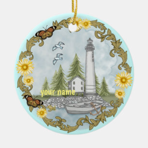 Décoration En Céramique Phare Floral Alabama