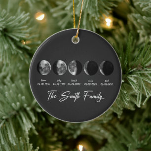 Décoration En Céramique Phase de Lune La Famille Smith – Noms et Dates Per