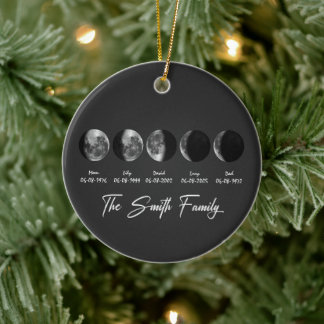 Décoration En Céramique Phase de Lune La Famille Smith – Noms et Dates Per