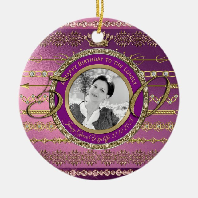 Décoration En Céramique Photo 50e anniversaire Couronne Gold Diamond Frame (Devant)