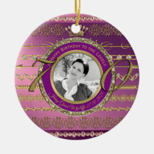 Décoration En Céramique Photo 70e anniversaire Gold Crown Diamonds Frame