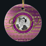 Décoration En Céramique Photo 90e anniversaire Gold Crown Diamonds Frame<br><div class="desc">Célébrez votre anniversaire d'étape ou celui d'un ami ou d'une famille avec ce magnifique cadre doré et violet décoré de diamants, pierres précieuses et une variété de chaîne d'or. Les chiffres de la parties scintillant d'or soulignent l'âge spécial. Parfait pour votre portrait préféré, le cadre transformera votre photo en un...</div>