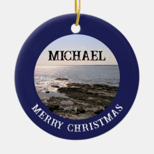 Décoration En Céramique Photo Atlantic Ocean Ajouter un nom à Navy Blue