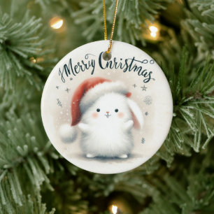 Décoration En Céramique Photo bébé renard mignon de Noël