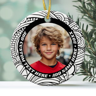 Décoration En Céramique Photo - Bordure Abstraite en noir blanc - Texte ré