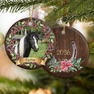 Décoration En Céramique Photo Cheval personnalisé Noël rustique
