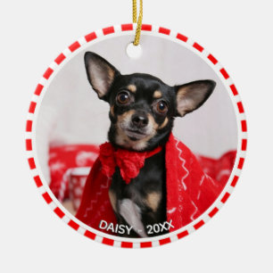 Décoration En Céramique Photo Chihuahua Chig personnalisée avec cadre roug