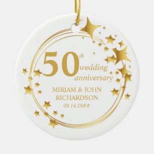 Décoration En Céramique Photo de 50 ans de mariage Couronne étoile dorée P