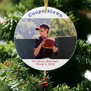 Décoration En Céramique Photo de baseball personnalisé de Cooperstown, sem