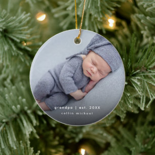 Décoration En Céramique Photo de bébé Grand-père Année de création Cadeau