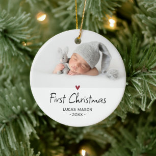 Décoration En Céramique Photo de bébé pour le premier Noël moderne