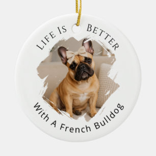 Décoration En Céramique Photo de Bouledogue Français La vie est meilleure