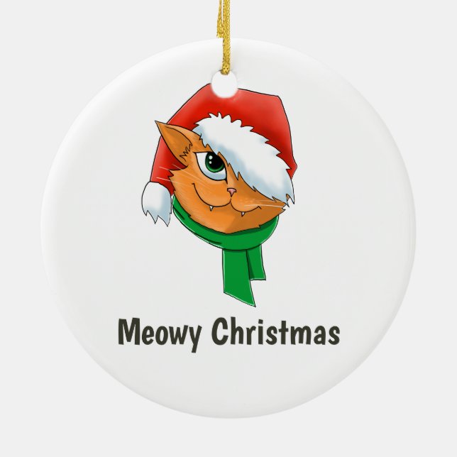 Décoration En Céramique Photo de chat de Noël (Dos)