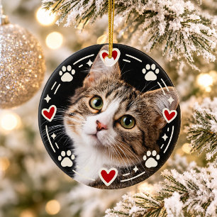 Décoration En Céramique Photo de chat personnalisée Empreintes de patte et