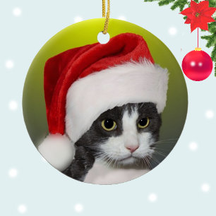 Décoration En Céramique Photo de chat smoking personnalisé pour Noël