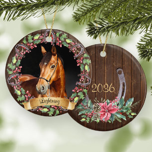 Décoration En Céramique Photo de cheval de coutume de Noël rustique