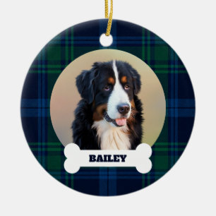 Décoration En Céramique Photo de chien personnalisé avec nom sur os à carr
