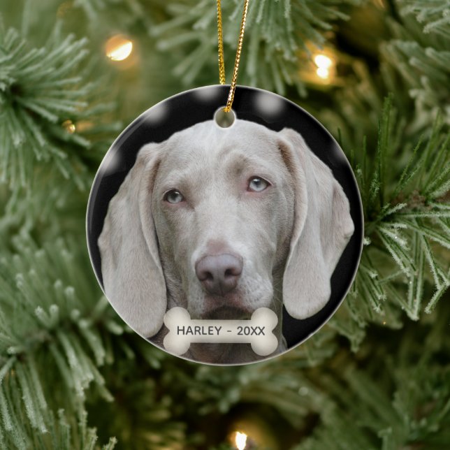 Décoration En Céramique Photo de chien Weimaraner personnalisée (Arbre)
