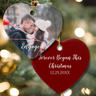 Décoration En Céramique Photo de cœur engagé pour toujours commencé à Noël
