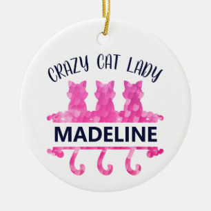 Décoration En Céramique Photo de Dame Chats Folle