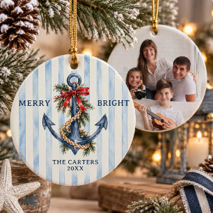 Décoration En Céramique Photo de famille à l'ancre nautique Côté Mer Chic