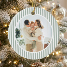 Photo de famille de Noël avec rayures vert sauge m