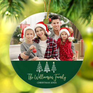 Décoration En Céramique Photo de famille Noël vert Arbres ludiques Script