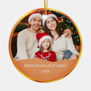 Décoration En Céramique Photo de famille personnalisé & Joyeux Noël
