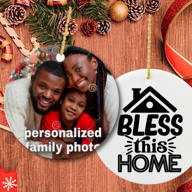 Décoration En Céramique Photo de famille personnalisée avec citation Noël (Créateur téléchargé)