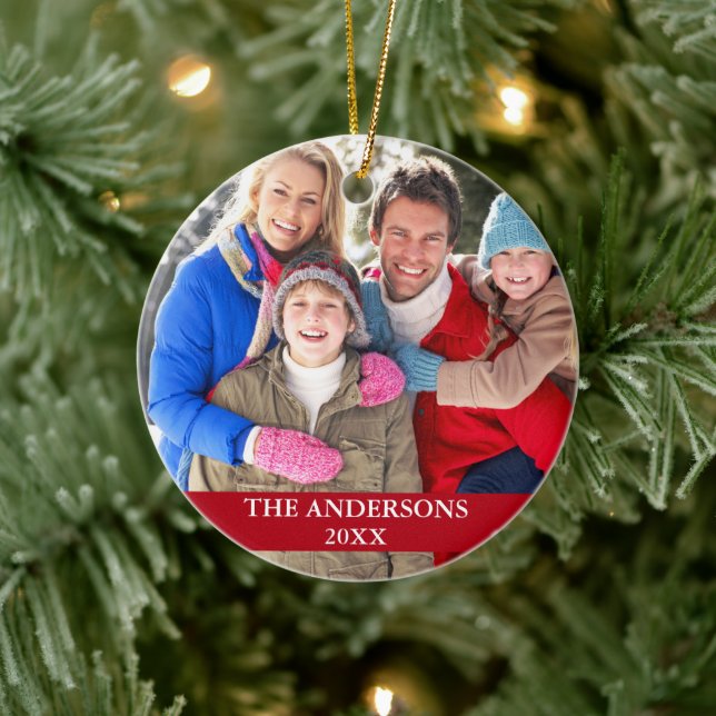 Décoration En Céramique Photo de famille Rouge (Arbre)