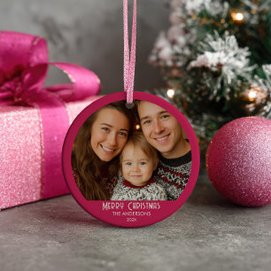 Décoration En Céramique Photo de famille vintage de Noël avec Père Noël ro