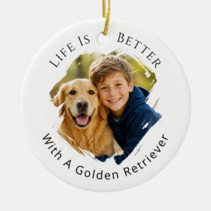 Décoration En Céramique Photo de Golden Retriever La vie est meilleure