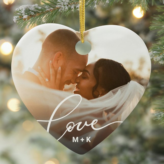 Décoration En Céramique Photo de mariage avec amour en écriture élégante (Créateur téléchargé)