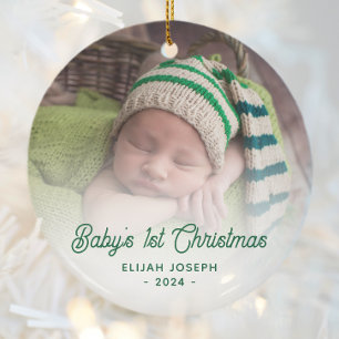 Décoration En Céramique Photo de Noël de bébé pour la première fois, écrit