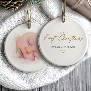 Décoration En Céramique Photo de Noël de bébé pour la première fois Modern