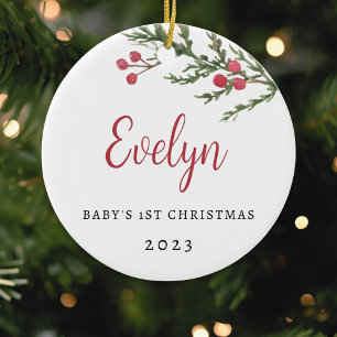 Décoration En Céramique Photo de Noël de bébé pour la première fois sur un