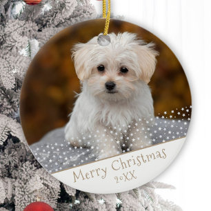 Décoration En Céramique Photo de Noël de Noël de chien de chien personnali