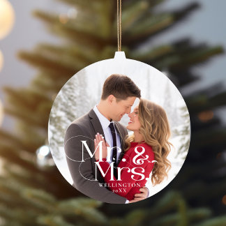 Décoration En Céramique Photo de Noël du premier mariage de M. et Mme