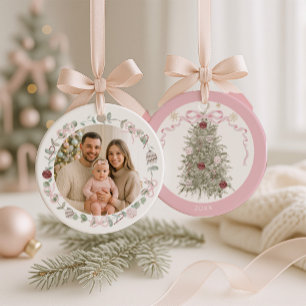 Décoration En Céramique Photo de Noël en famille rose