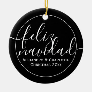 Décoration En Céramique Photo de Noël minimaliste de Feliz Navidad