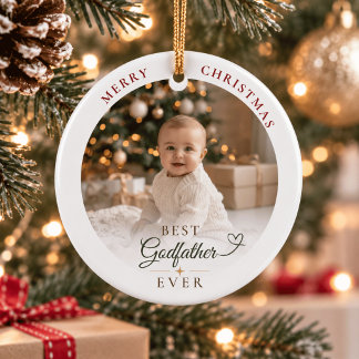Décoration En Céramique Photo de Noël personnalisé Meilleur Parrain de tou