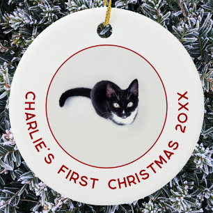 Décoration En Céramique Photo de Noël personnalisé pour votre chat