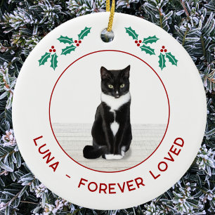 Décoration En Céramique Photo de Noël personnalisée en mémoire d'un chat d