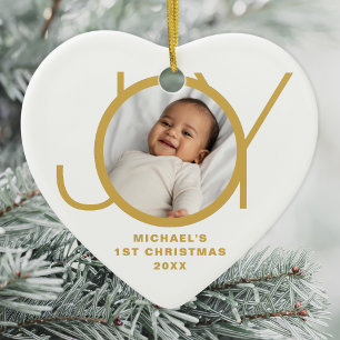 Décoration En Céramique Photo de Noël personnalisée pour bébé