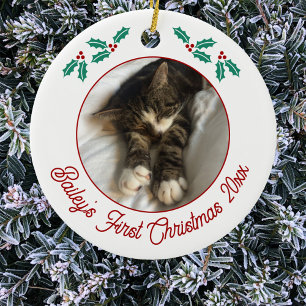 Décoration En Céramique Photo de Noël personnalisée pour chat de compagnie